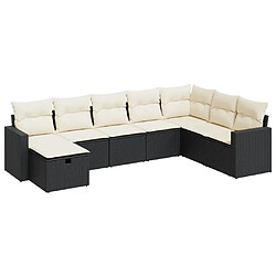 vidaXL Salon de jardin 8 pcs avec coussins noir résine tressée