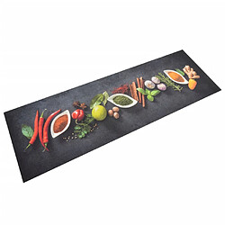 vidaXL Tapis de cuisine lavable impression d'épices 60x180 cm velours