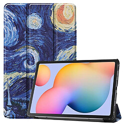 Htdmobiles Housse etui pochette simili cuir avec coque intérieure rigide pour Samsung Galaxy Tab S6 Lite P610 / P615 (10,4 pouces) - NUIT ÉTOILÉE