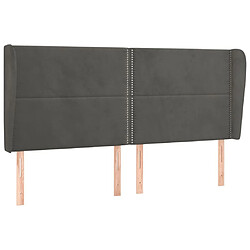 Maison Chic Tête de lit moderne avec oreilles pour chambre - Décoration de lit Gris foncé 163x23x118/128 cm Velours -MN80461