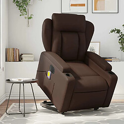 Maison Chic Fauteuil Relax pour salon, Fauteuil inclinable de massage électrique marron similicuir -GKD80813