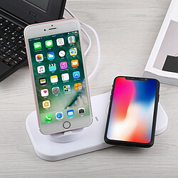 Wewoo Chargeur de station d'accueil USB à 3 en 1 Lightning 8 broches + Micro USB + USB-C / Type-C de de synchronisation de données avec Qi sans fil & câble USB pas cher