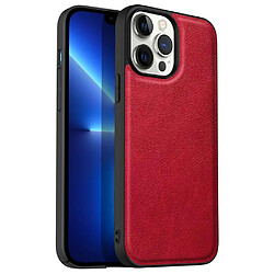 Coque en TPU + PU anti-rayures, anti-empreintes digitales, rétro pour votre iPhone 13 Pro Max 6.7 pouces - rouge