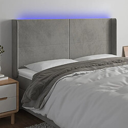 Maison Chic Tête de lit scandinave à LED,meuble de chambre Gris clair 203x16x118/128 cm Velours -MN59940