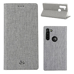 Etui en PU avec support couleur gris pour votre Motorola Moto G8 Power