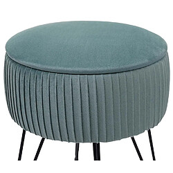 Mendler Pouf HWC-K47, tabouret avec compartiment de rangement, Ø 33cm, aspect velours ~ vert, piètement noir pas cher