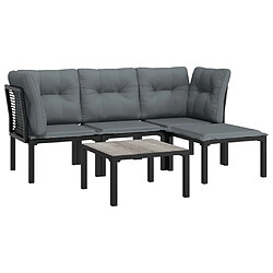 Avis Maison Chic Salon de jardin 5 pcs - Table et chaises d'extérieur - Mobilier/Meubles de jardin Moderne noir et gris résine tressée -MN22151