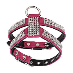 Acheter Collier En Cristal De Diamant Bling Animal De Compagnie Chat Chien Harnais Sangle De Poitrine Rose Rose Rouge L