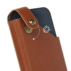 Avis Avizar Étui ceinture pour Smartphone 6.1'' avec Mousqueton Éco cuir grainé Marron