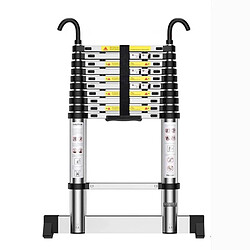 Secury-T Echelle télescopique aluminium 11 marches H 3,2M avec crochets démontables et barre stabilisatrice