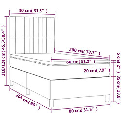 vidaXL Sommier à lattes de lit avec matelas Gris clair 80x200 cm Tissu pas cher