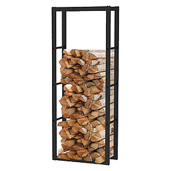 Range-Bûches d'Intérieur Kekai Rack IV 60x25x150 cm Rangement à Bois avec Structure en Acier Galvanisé, Couleur Noir