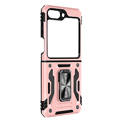 Avizar Coque Bague pour Samsung Galaxy Z Flip 5 Antichoc Série ArmoRing Bump rose gold