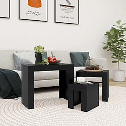 vidaXL Tables basses gigognes 3 pcs noir bois d'ingénierie