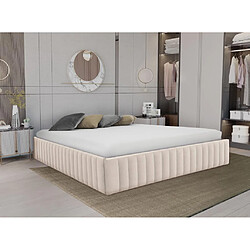 Vente-Unique Sommier coffre 140 x 190 cm en velours - Beige - SETHI de YSMÉE