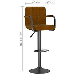 vidaXL Tabourets de bar lot de 2 marron velours pas cher