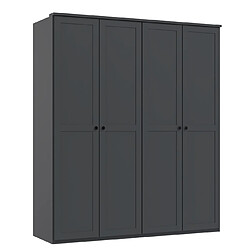 Pegane Armoire, placard avec corniche coloris Graphite - longueur 180 x hauteur 210 x profondeur 58 cm