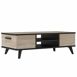 Avis Demeyere Ensemble scandinave meuble TV + table basse + buffet mélaminé - chêne brossé et noir