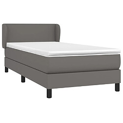 Avis Maison Chic Lit Adulte - Lit simple Lit à sommier tapissier avec matelas moelleux - Meuble de Chambre - Gris 90x190 cm Similicuir -MN84087