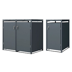 ML DESIGN MODERN LIVING Abri pour trois poubelles en acier anthracite 240L box avec couvercle rabattable