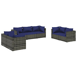 Maison Chic Salon de jardin 7 pcs + coussins - Mobilier/Meubles de jardin - Table et chaises d'extérieur résine tressée gris -MN88647