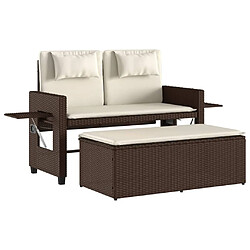 Maison Chic Banc inclinable de jardin avec coussins| Banc d'extérieur marron résine tressée -GKD93535