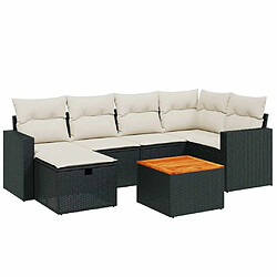 Maison Chic Ensemble Tables et chaises d'extérieur 7pcs avec coussins,Salon de jardin noir résine tressée -GKD926280