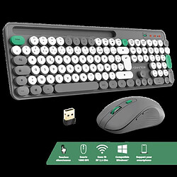 Pack Premium Clavier sans fil + SOURIS sans fil optique Wireless Desktop ADVANCE nano récepteur USB GRIS ET BLANC