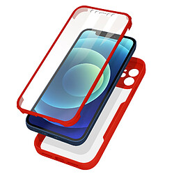 Avizar Coque 360° pour iPhone 12 / 12 Pro Dos Rigide Protection Écran Contour rouge