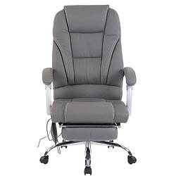 Avis Decoshop26 Fauteuil de bureau avec fonction massage et repose-pieds ajustables en véritable cuir gris 10_0002574