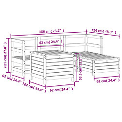 vidaXL Salon de jardin 5 pcs blanc bois massif de pin pas cher