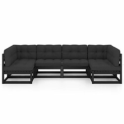 Avis Maison Chic Salon de jardin 6 pcs + coussins - Mobilier/Meubles de jardin - Table et chaises d'extérieur Noir Bois de pin massif -MN17397