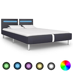 vidaXL Cadre de lit avec LED sans matelas noir 140x200 cm similicuir