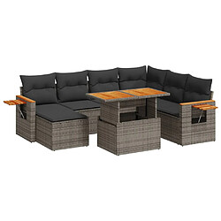 vidaXL Salon de jardin 8 pcs avec coussins gris résine tressée