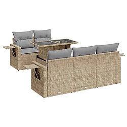 vidaXL Salon de jardin avec coussins 6 pcs beige résine tressée