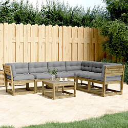 vidaXL Salon de jardin 6 pcs avec coussins bois de pin imprégné