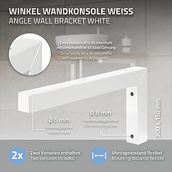 Avis ML-Design Set 2x Consoles Murale en Forme de L, 300x150x30 mm, Blanc, Acier, Design Flottant Équerre, Supports d'Étagère en Angle pour Lavabo/Table pour Salle de Bain/Salon, Matériel de Montage Inclus