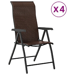 vidaXL Chaises pliables de jardin lot de 4 marron résine tressée