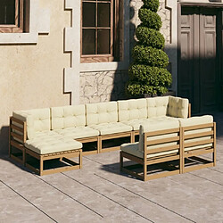 Maison Chic Salon de jardin 9 pcs + coussins - Mobilier/Meubles de jardin - Table et chaises d'extérieur Marron miel Bois de pin -MN36887