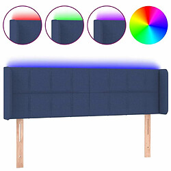 Maison Chic Tête de lit scandinave à LED,meuble de chambre Bleu 147x16x78/88 cm Tissu -MN84810