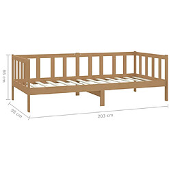 vidaXL Lit de repos et matelas 90x200cm Marron miel Bois de pin massif pas cher