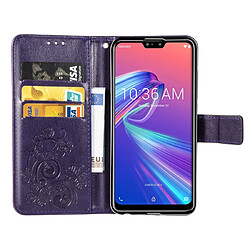 Acheter Wewoo Housse Coque Étui en cuir à Motif fleurs repiquées Lucky Clover pour ASUS ZB631KLavec support & emplacements de cartesporte-monnaie et dragonne violet