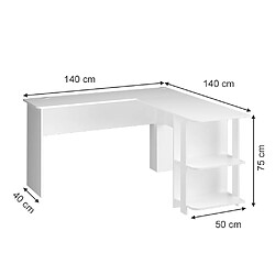 Mpc Bureau D'angle Blanc 140 X 75 X 140 Cm (lxhxp)