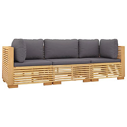 Avis Maison Chic Salon de jardin 3 pcs + coussins - Mobilier/Meubles de jardin - Table et chaises d'extérieur Bois de teck solide -MN51300