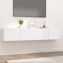 Maison Chic Meubles TV 2 pcs pour salon Blanc brillant 80x30x30 cm Bois d'ingénierie -MN65270