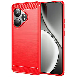 Htdmobiles Coque pour Realme GT 6 et GT 6T 5G - housse etui silicone gel carbone + verre trempe - ROUGE