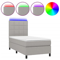 vidaXL Sommier à lattes de lit avec matelas et LED Gris clair 90x200cm