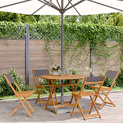 vidaXL Ensemble à manger de jardin 5 pcs anthracite tissu bois massif 