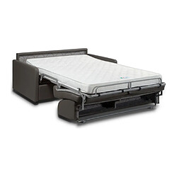 Avis Vente-Unique Canapé 3 places convertible express en simili gris - Couchage 140 cm - Matelas 14 cm CALIFE