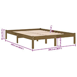 vidaXL Cadre de lit sans matelas marron miel bois massif 200x200 cm pas cher